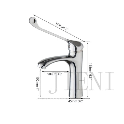 DecorBites™ Brass Long Handle Basin Faucet Mixer Tap Deck Mount Chrome Polished