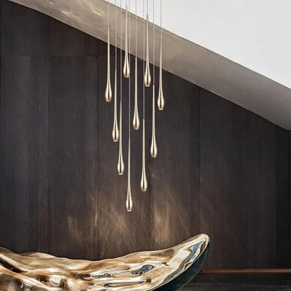 DecorBites™ Gold-Plated LED Ceiling Chandelier for Staircase, Living Room, Kitchen, Attic