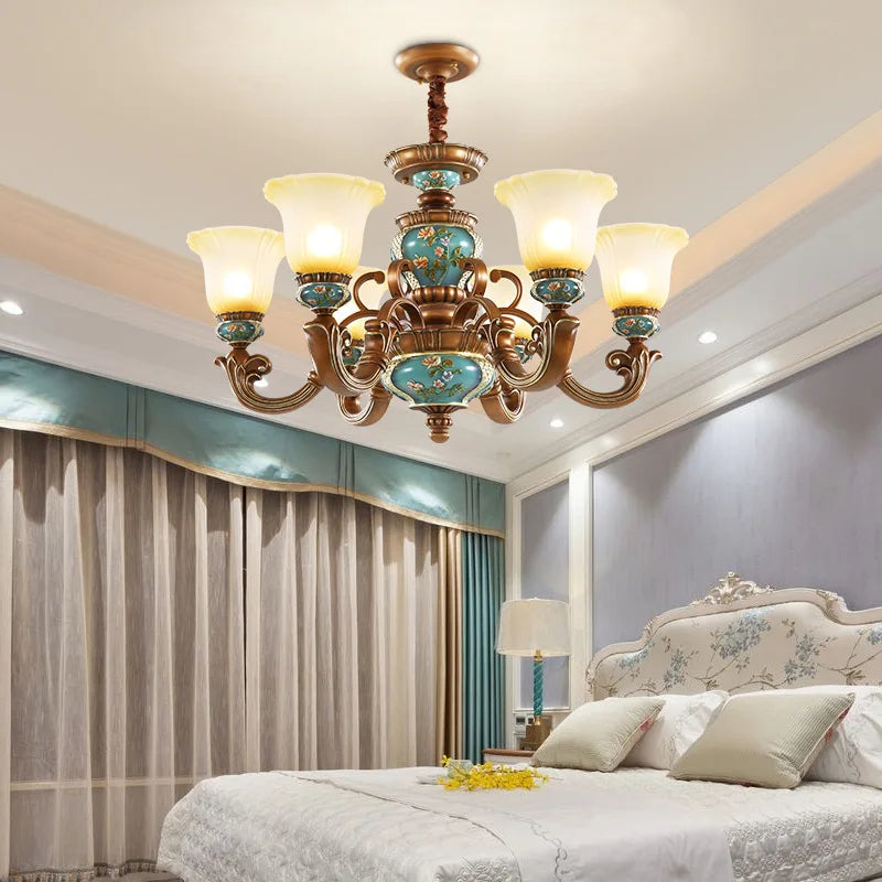 DecorBites™ Classical Resin Chandelier for Luxurious Living Room, Dining Room, and Bedroom Lighting