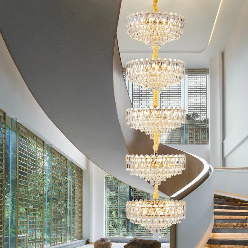 DecorBites™ Crystal Duplex Chandelier: New Light Luxury Post-Modern Hall Lighting for High Living Room