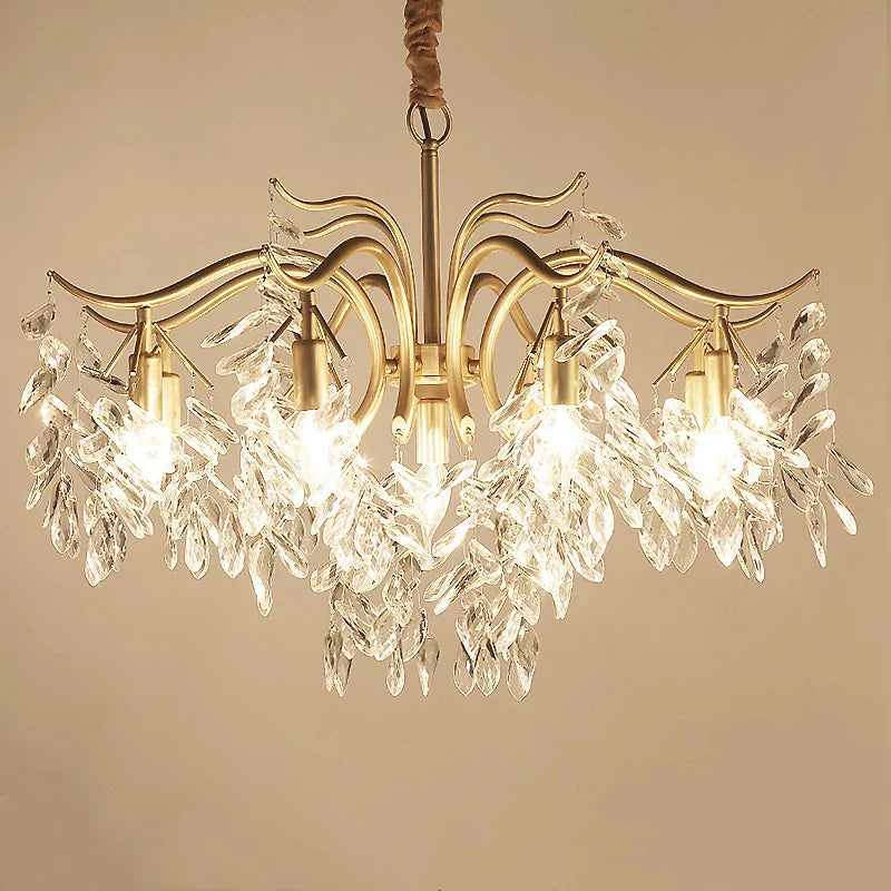 DecorBites™ Gold Crystal Ceiling Chandelier for Bedroom Dining Living Room