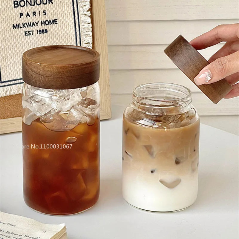 DecorBites™ Glass Tea Cup with Lid: High Temp Resistant & Sealed Coffee Cup