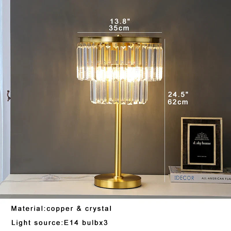 DecorBites™ Crystal Table Lamp Gray - Elegant Bedroom Nightstand Lighting
