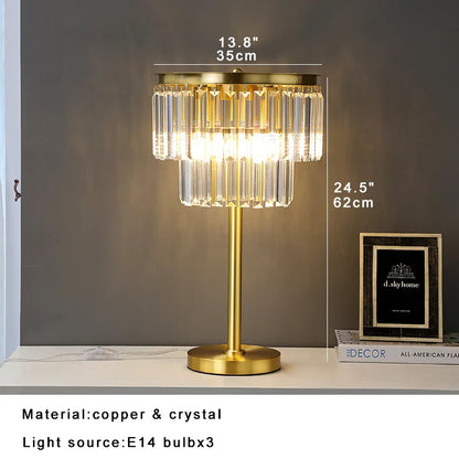 DecorBites™ Crystal Table Lamp Gray - Elegant Bedroom Nightstand Lighting