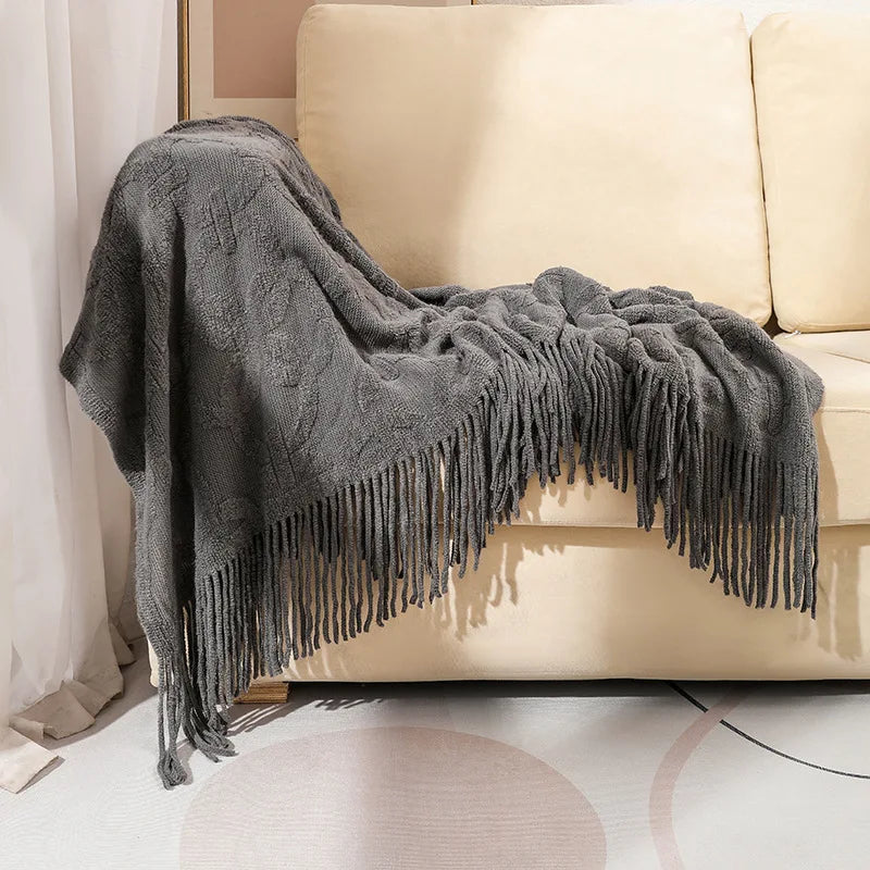 Decorbites™ Strickdecke Sofabezug – Gemütliche einfarbiges Plaid für Zuhause, Büro und Reisen