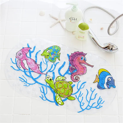 Decobites Kids PVC Bathroom Mat with Suction Cups and Drainage in 12 Colors