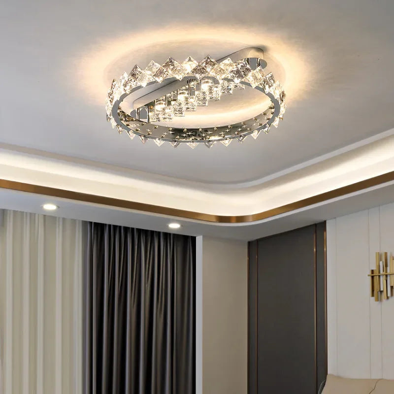 DecorBites™ Crystal Ceiling Light: Modern LED Warmth for Living Room & Bedroom