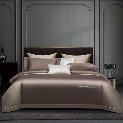 DecorBites™ 1000TC Egyptian Cotton Embroidery Bedding Set with Duvet Cover, Sheet, Pillowcase