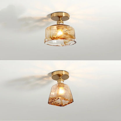 ديكوربايتس™ مصابيح سقف LED زجاجية كهرمانية إضاءة منزلية عصرية بمقبس نحاسي