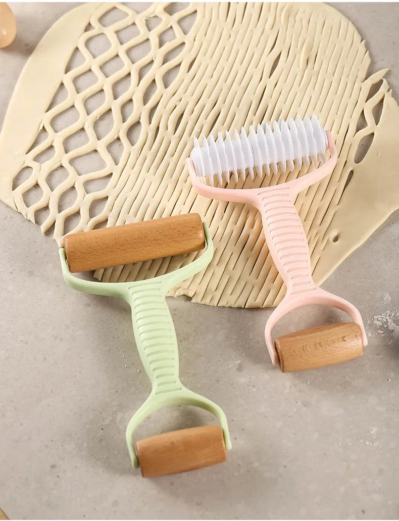 DecorBites™ Dough Roller Rolling Pin with Grid Knife - Two-in-One Multi-Function Tool