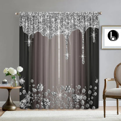 Decobites Solid Diamond Rod Pocket Curtains for Home Decoration