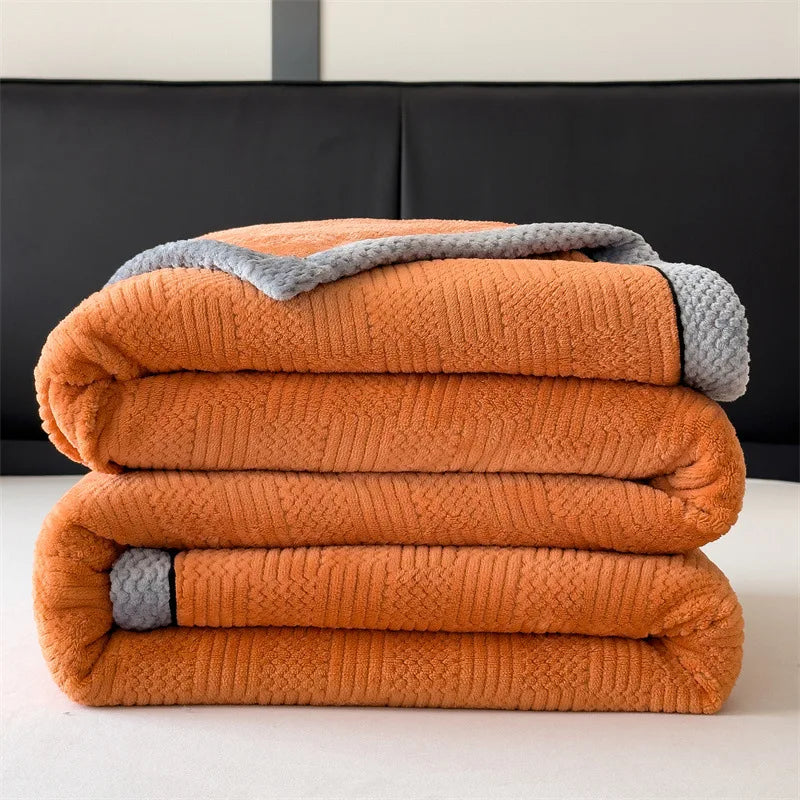 DecorBites™ Carved Velvet Blanket: Soft, Warm Sofa Throw for Autumn & Winter