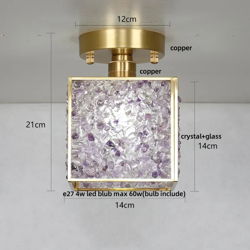 DecorBites™ Crystal Glass LED Ceiling Light Copper Canopy Nordic Modern Design