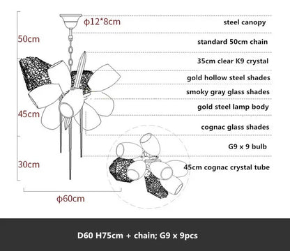 DecorBites™ Crystal Duplex Chandelier - Modern Designer Lighting for Living Room