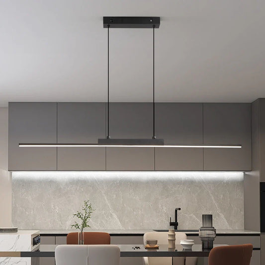 Minimalist Black Linear Aluminum Pendant Light