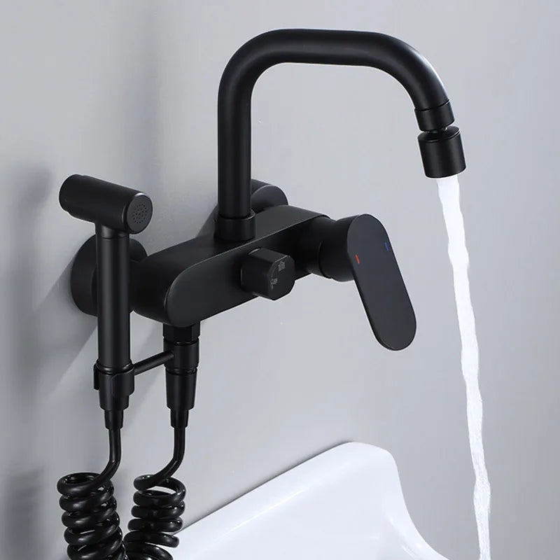 DecorBites™ Dual Hole Kitchen Mixer Tap Black Brass Chrome Kitchen Faucet