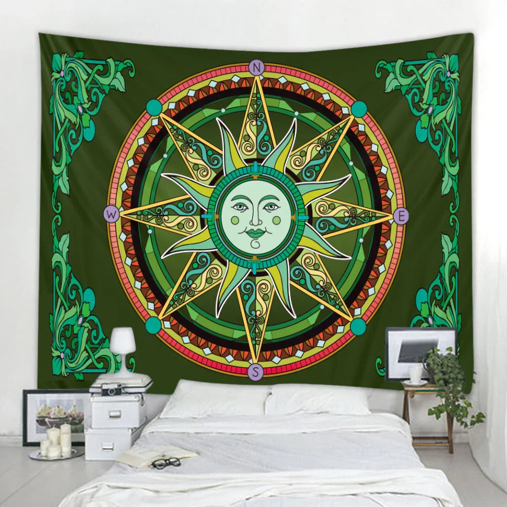 Decobites Mystic Symbol Mandala Tapestry for Bohemian Tarot Room Wall Decor