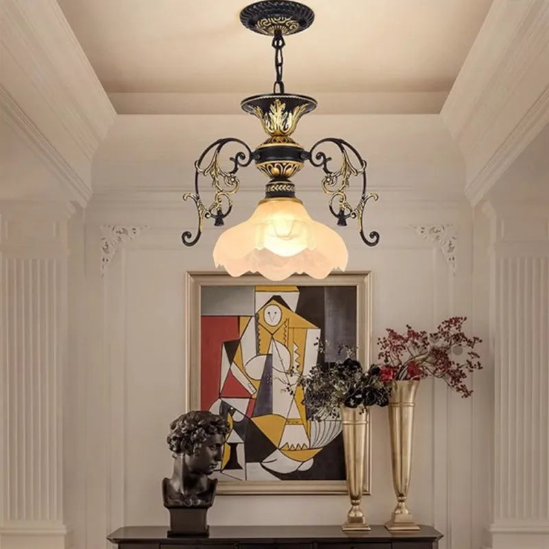 DecorBites™ Industrial Loft Chandelier with Glass Lampshade Lighting Fixture