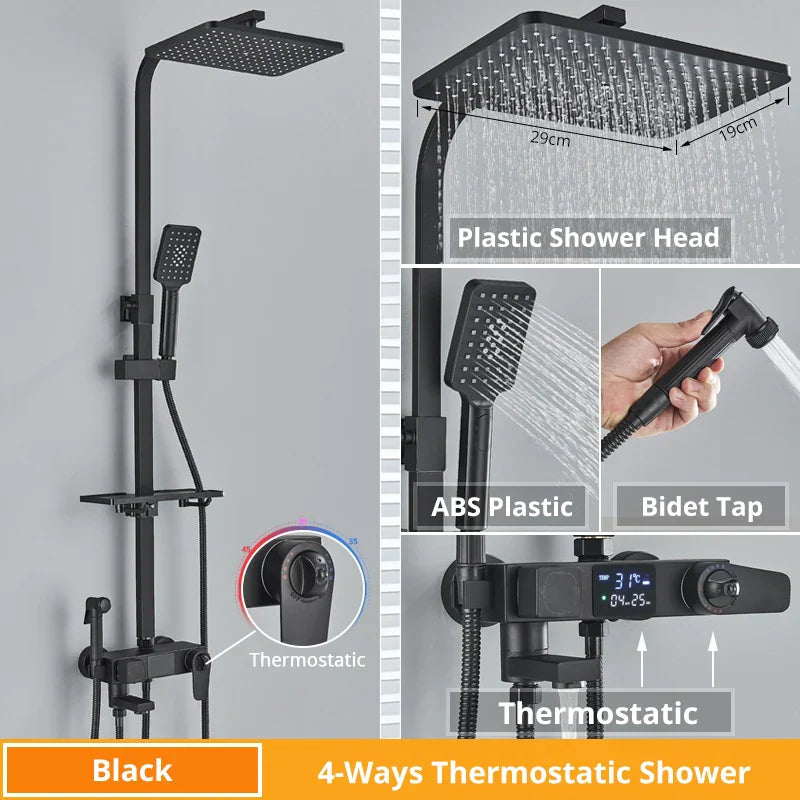 DecorBites™ Digital Display Shower Faucet Set with Rain Shower Head