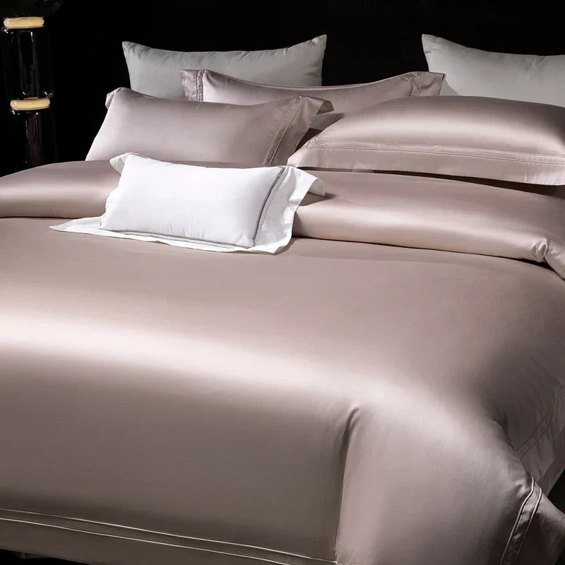 Decobites Satin 1400TC Egyptian Cotton Bedding Set - Duvet Cover, Bed Sheet, Fitted Sheet, Pillowcases