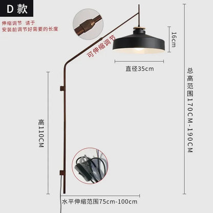 DecorBites™ Gold/Black Swing Arm Telescopic Wall Lamp LED E27 - Designer Hotel Restaurant Hall