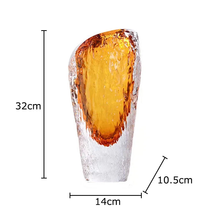 DecorBites™ Amber Glass Vase: Table Decor, Flower Arrangement, Hydroponic Plant Pot