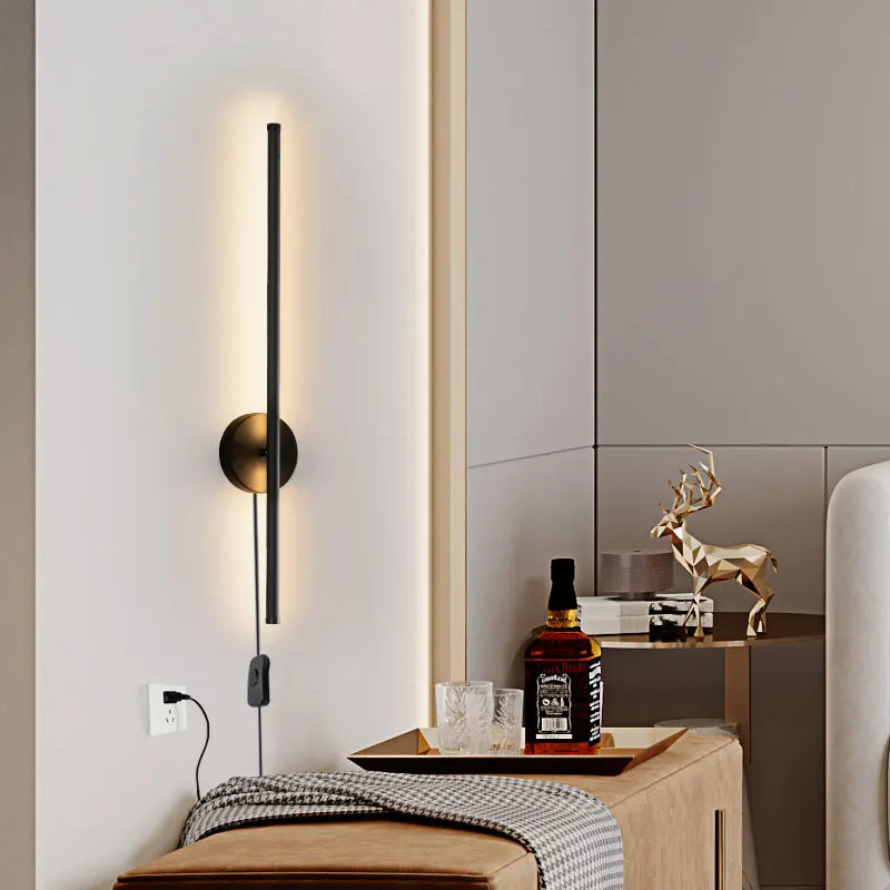 Apliques de pared LED DecorBites™ con rotación de 360° para fondo de sofá, color negro.