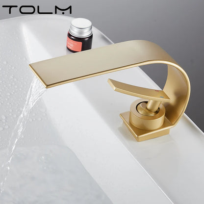 TOLM Basin Faucet Modern Bathroom Faucet Mixer Tap Black/White Wash basin Faucet Single Handle Hot and Cold Waterfall Faucet