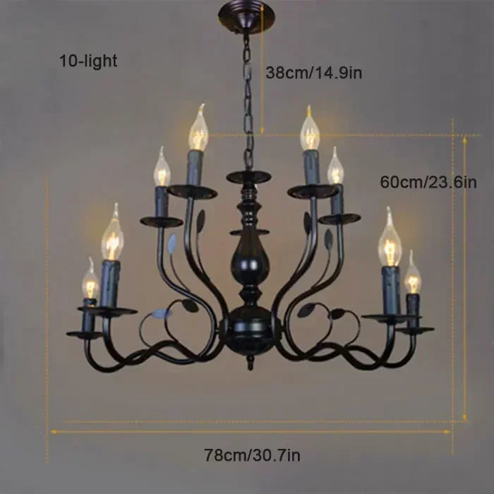 Decorbites™ Candelabro de Vela Francés de Hierro Negro Industrial Vintage de Estilo Granja Iluminación