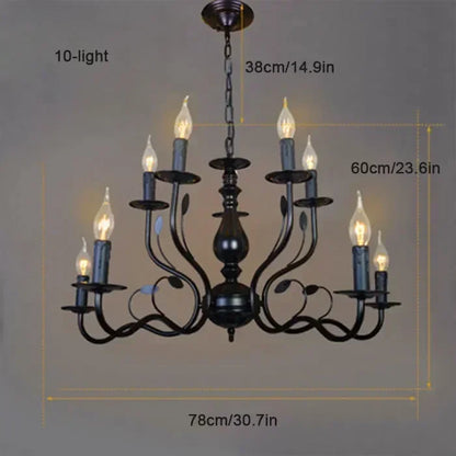 Decorbites™ Candelabro de Vela Francés de Hierro Negro Industrial Vintage de Estilo Granja Iluminación