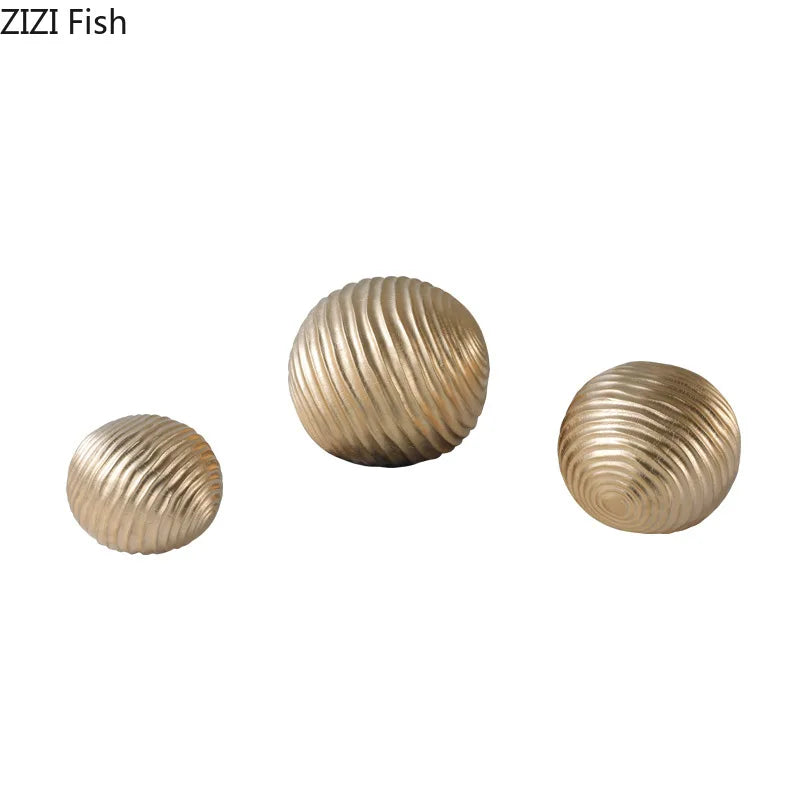 DecorBites™ Golden Wave Ball Desk Ornament, Abstract Art Sculpture for Room Aesthetics