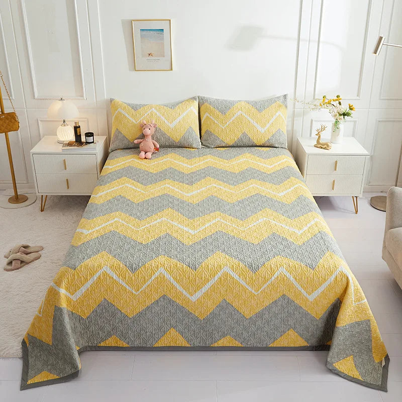 طقم غطاء سرير مزدوج من القطن من DecorBites™ بتصميم زهور لديكور سرير منزلي صحي