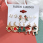 6 pairs/lot Christmas Earrings Xmas Tree Elk Snowman Santa Claus Cute Stud Earrings Set Kit Christmas Gifts For Women Girls Kids