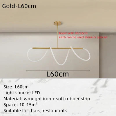 DecorBites™ Circle Note Linear Light: Modern Minimalist Nordic Pendant Lamp for Bedroom, Living Room