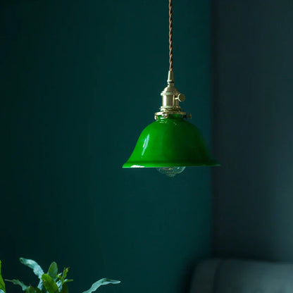 DecorBites™ Green Glass LED Pendant Lights: Vintage Japanese-America Style Hanging Lamp
