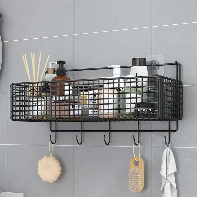 DecorBites™ Bathroom & Kitchen Wall Shelf Organizer - Square Shampoo Storage Rack
