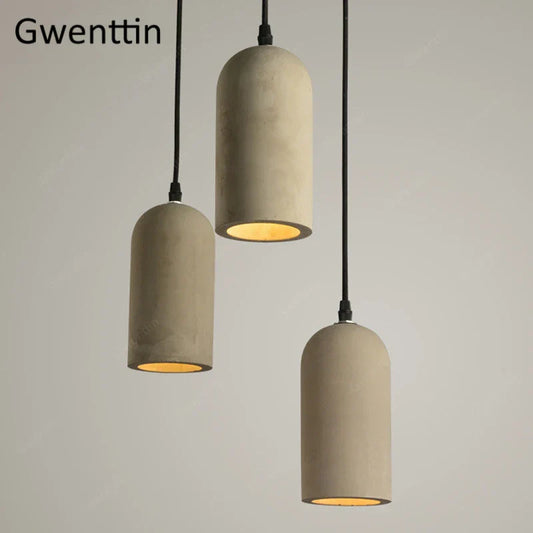 DecorBites™ Cement Pendant Lamp: Vintage LED Hanging Light for Dining Room and Cafe