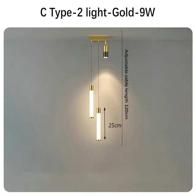 ديكوربايتس™ مصباح معلق باللون الأسود الذهبي: إضاءة عصرية فاخرة لغرف النوم والمعيشة