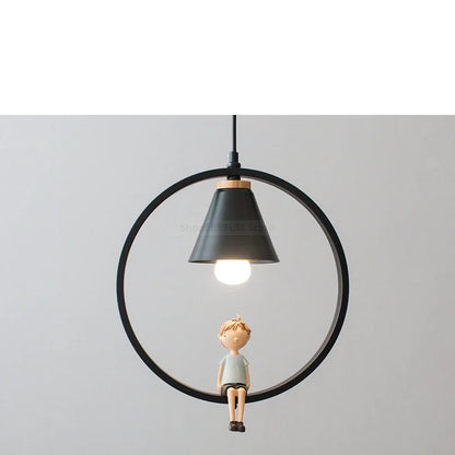 DecorBites™ Iron Ring Pendant Lights Nordic Modern Child Bedroom Hanging Lamps Led Bird Light E27