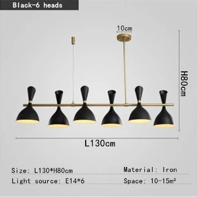 DecorBites™ Nordic LED Multiple Head Chandelier - Black/White Iron Art - Living Room/Bedroom/Kitchen/Hotel