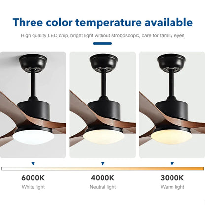 DecorBites™ Black Walnut Grain Ceiling Fan with LED Light & Remote Control