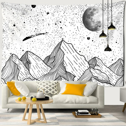 Decobites Black & White Stars Mandala Tapestry - Home Decor