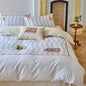 Decobites Embroidered Queen Bedding Set: High-Quality 100% Cotton Duvet Cover with Sheet & Pillowcases