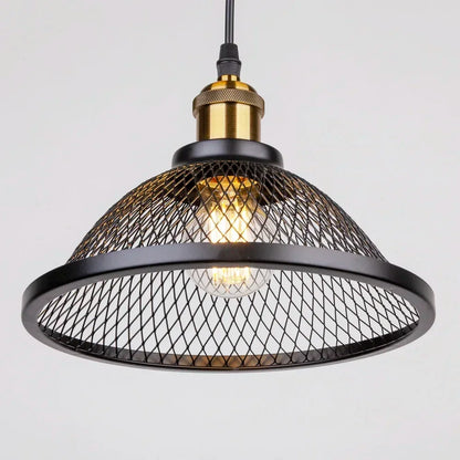 DecorBites™ Black Iron Net-Cage Kitchen Pendant Light with LED for Bedroom & Living Room