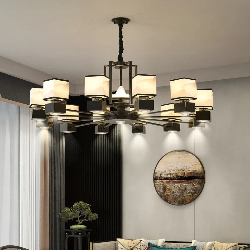 DecorBites™ Chinese Zen Marble Chandelier for Living Room, Restaurant, and Bedroom