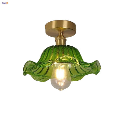 DecorBites™ Green Flower Glass LED Ceiling Light Fixture - Nordic Modern Design