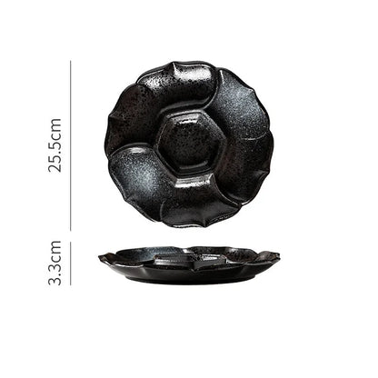 Plato llano de cerámica DecorBites™ con 4 compartimentos - Vajilla retro para frutas, aperitivos y postres