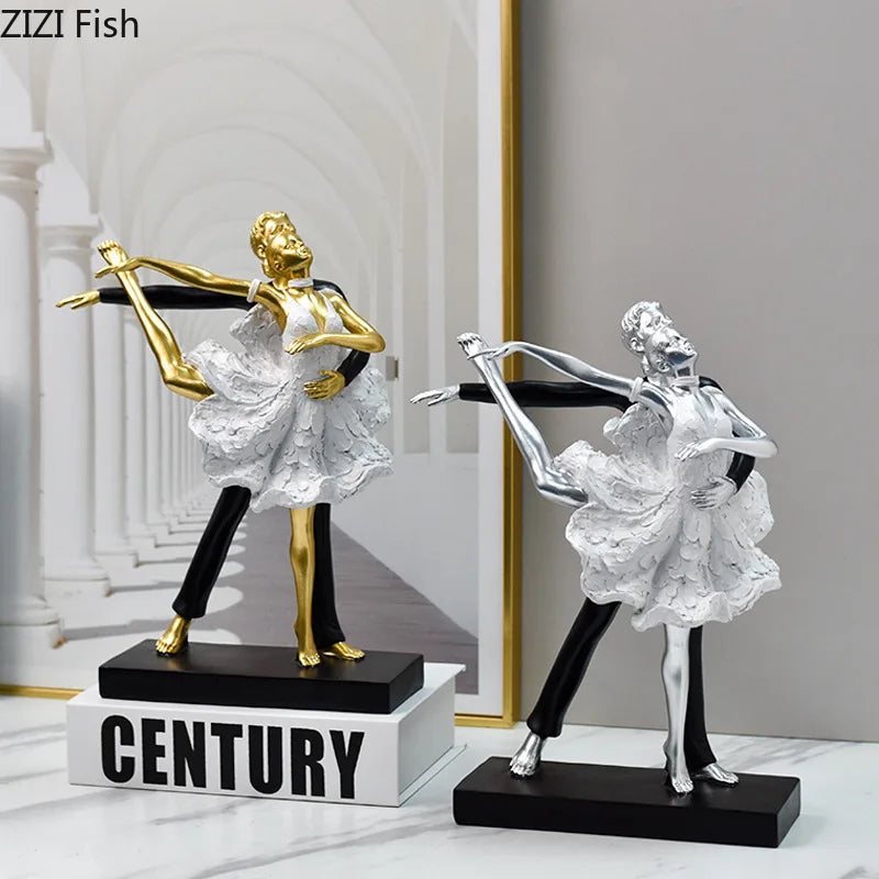 DecorBites™ Golden Tango Dancer Couple Sculpture Home Decor Figurines