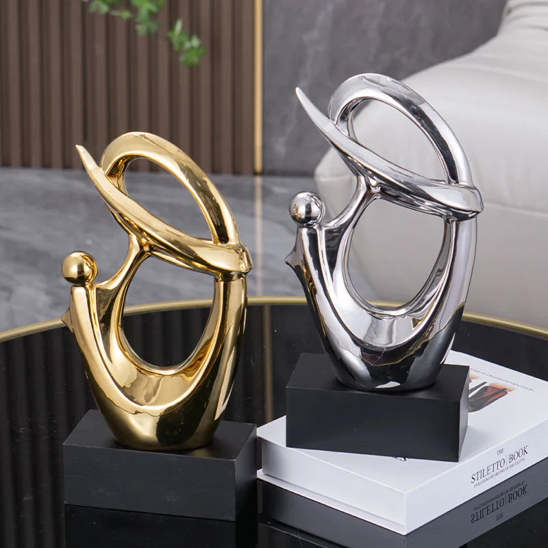 DecorBites™ Golden Geometric Human Body Sculpture Decorative Figurine