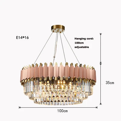 DecorBites™ Art Deco Golden Crystal Chandelier LED Hanging Lamp